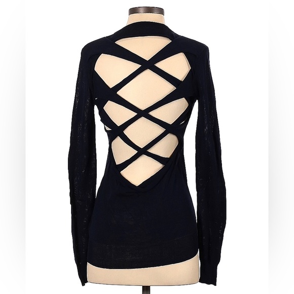 ❌SOLD❌A.L.C. Lila Open Crisscross Back Navy Blue Knit Sweater💙💙💙 - Picture 5 of 12